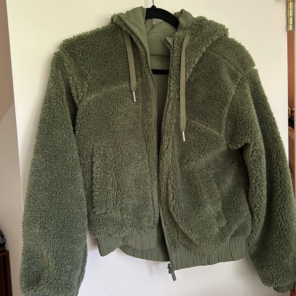 Green Lululemon Fuzzy Reversible Jacket